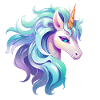 Buntes Einhorn Kopfportrait