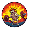Wolf weightlifter in the sun fire
