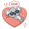 Koala Love Allongé Sur Cœur Rose