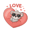 Koala Love on Pink Heart