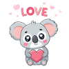Koala Coeur Doux Amour Pastel