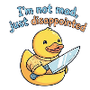 Disappointed duck with knife