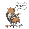 Procrastinating capybara beaver in the office