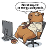 Energiesparender Capybara Biber am Arbeitsplatz