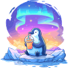 Aurora-Pinguin mit Getränk