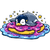 Sleeping penguin on donut