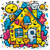 Lachendes Haus Farbklecks