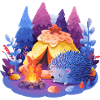 Sleeping hedgehog at the campfire