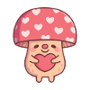Cute Mushroom Hugging Heart Valentine