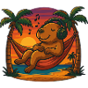 Relaxing Capybara Hammock Sunset Music Headphones