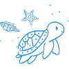 Blue Sea Animal Doodle