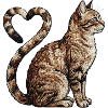 Cat love in embroidered look (printed)