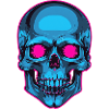 Neon skull with pink eyes