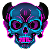 Neon Skull with Headphones