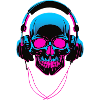 Neon Skull mit Kopfhörern