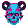 Neon Skull with Ram Horn