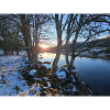 Winter River at Sunset