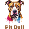 Pitbull Portrait with Paint Splashes