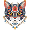 floral cat head art design