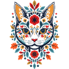 Flower cat in folk style