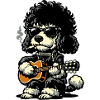 Rocking poodle with guitar