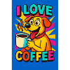 I Love Coffee Dog Cartoon