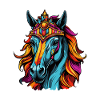 Crowned Horse Neon Portrait