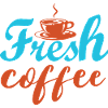 Frischer Kaffee – bunte Inschriften