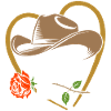 Skeleton cowboy with rose and hat