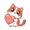 Pastel Heart Cuddly Cat
