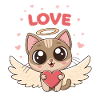 Winged Cat Heart of Love