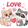 Feline love in duo heart