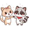 Amitié Kawaii: Chat et Raton-Laveur