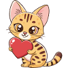 Kawaii Heart Tabby Kitten