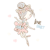 Love Ballet Cute Ballerina Illustration