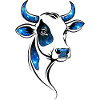 Cow Lineart Blue – Design agricole moderne