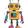 bunter lustiger verspielter Retro Roboter
