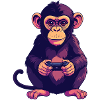 Monkey on controller playing console gaming