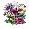 Flower wine in a glass
