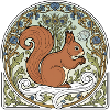 Squirrel in Art Nouveau ornament