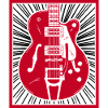 Red Retro Guitar Silhouette Burst