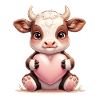 Bébé vache avec du cœur