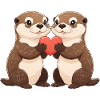 Otter duo with heart