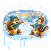 Funny snowball fight with chipmunks