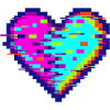 Glitch Heart Neon Pixel Heart Love