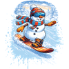 Cool snowman snowboarding – winter fun