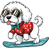 Snowboard Weißer Hund Sonnenbrille Pullover