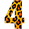 Leopardprint Ziffer 4 Feuerorange