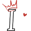 Letter i crown heart