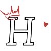 Letter h crown heart